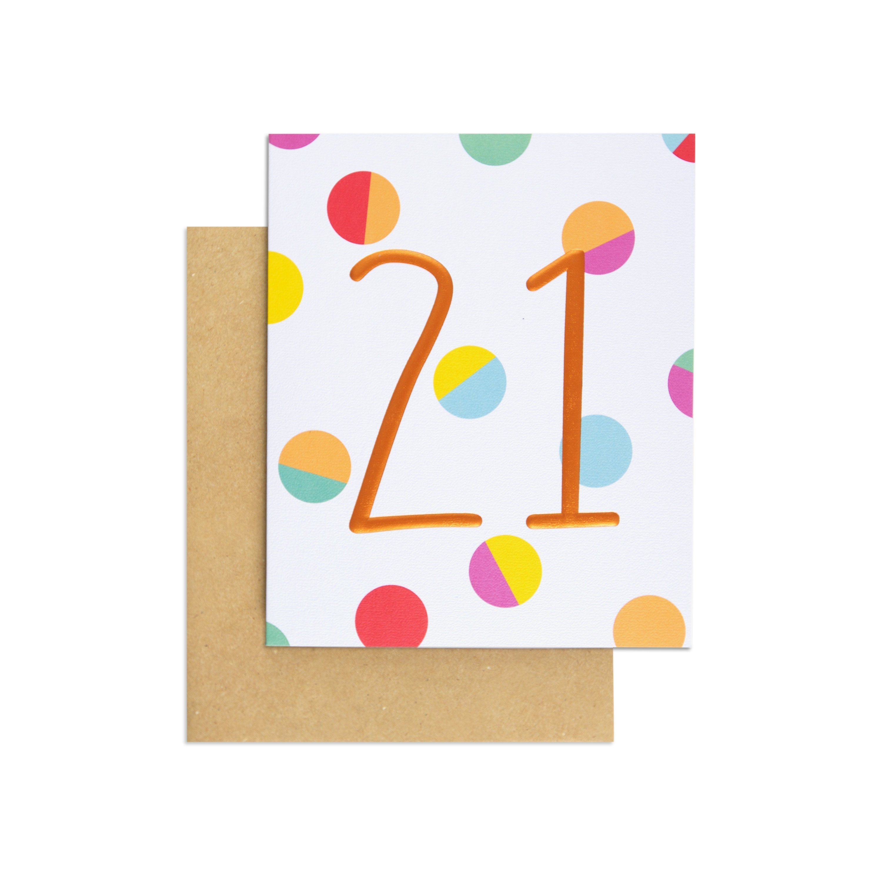 Colourful Polka Dot Contemporary 21st Birthday Card