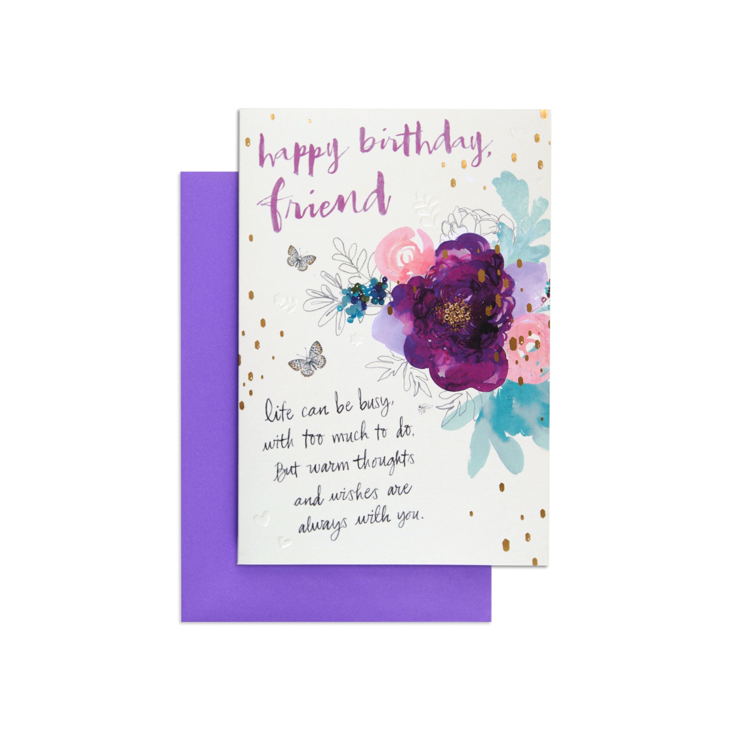 Far Away But Not Far Apart Colourful Floral Birthday Card