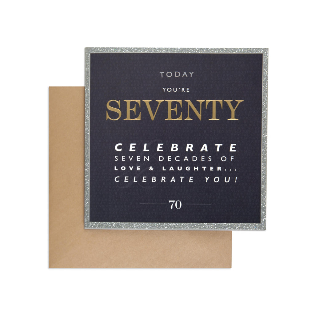 Elegant Silver Glitter 70th Birthday Card