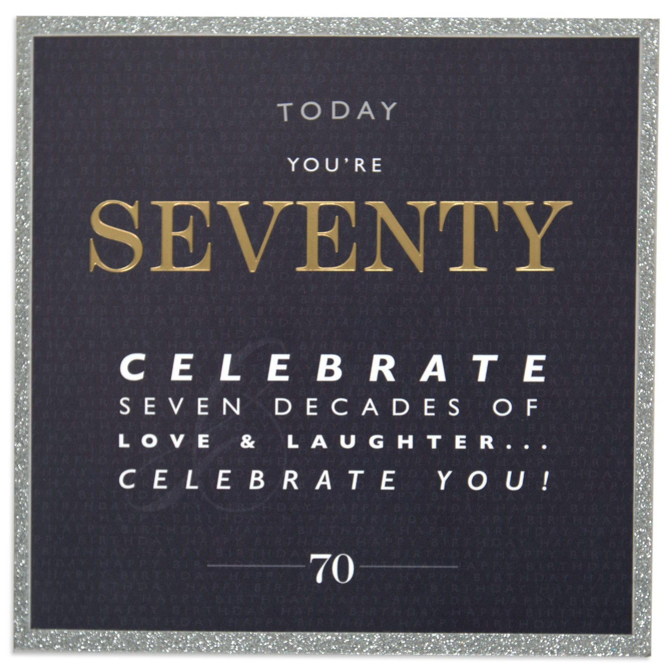 Elegant Silver Glitter 70th Birthday Card