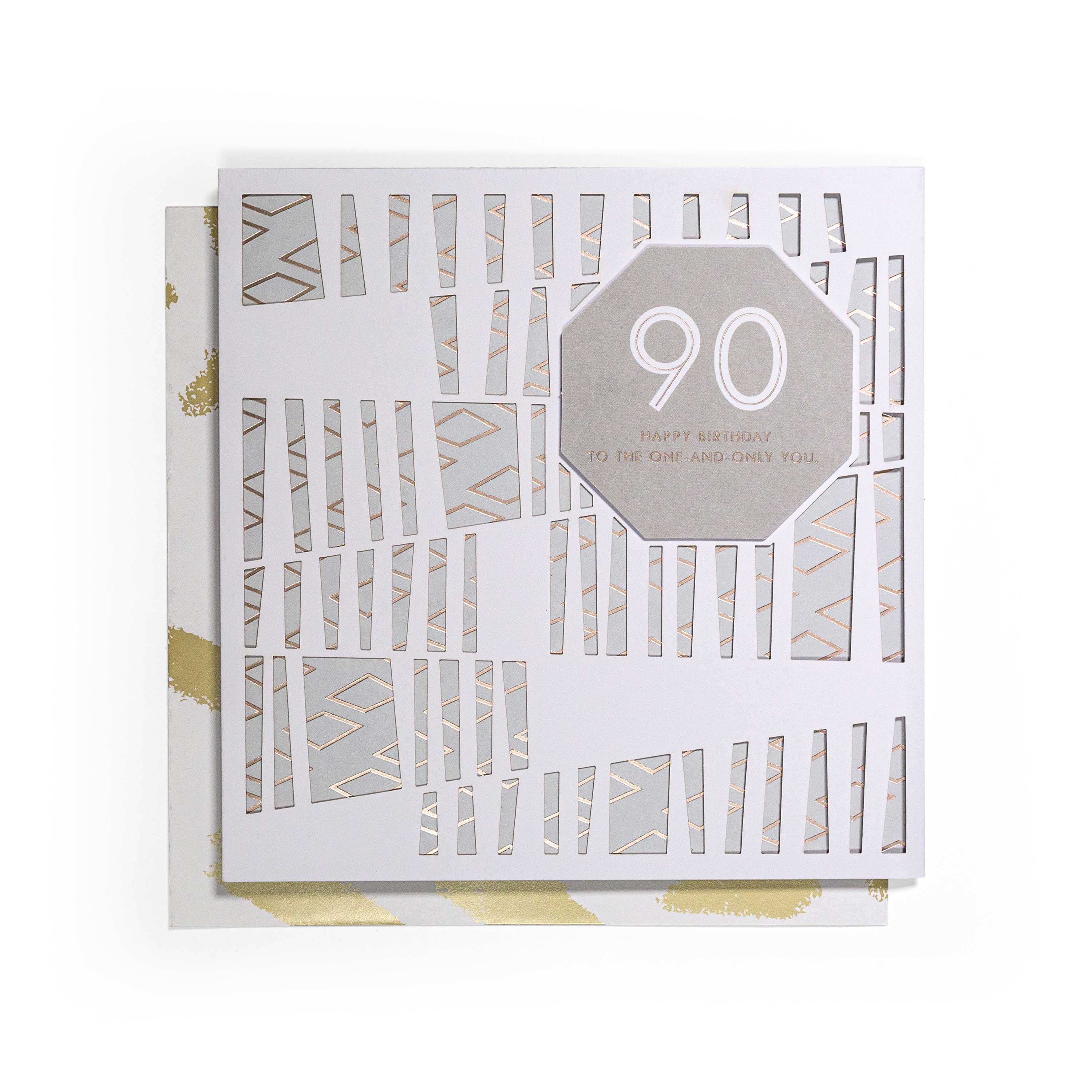 Contemporary Gold 90th Birthday Card