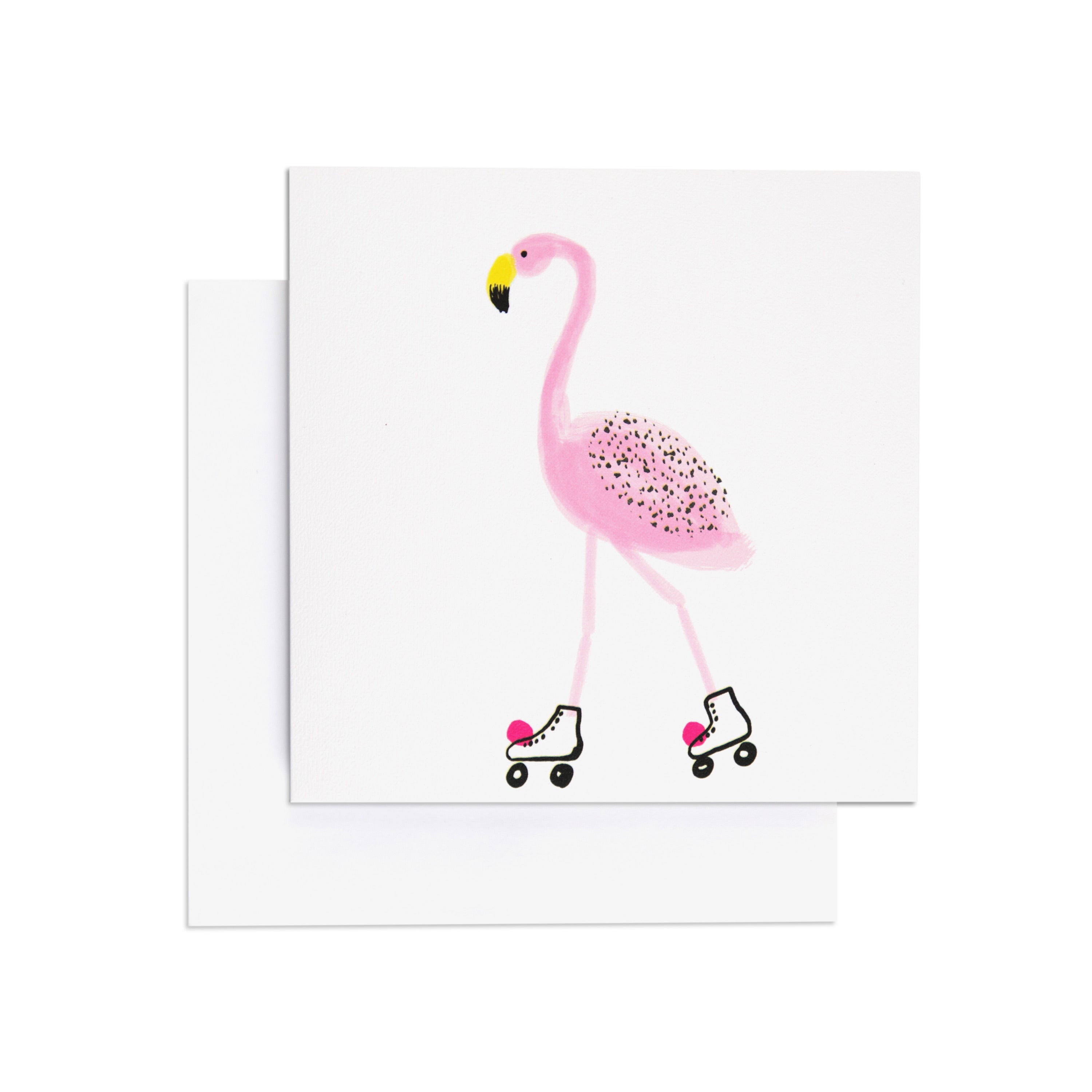 Flamingo on Roller Skates Fun Card