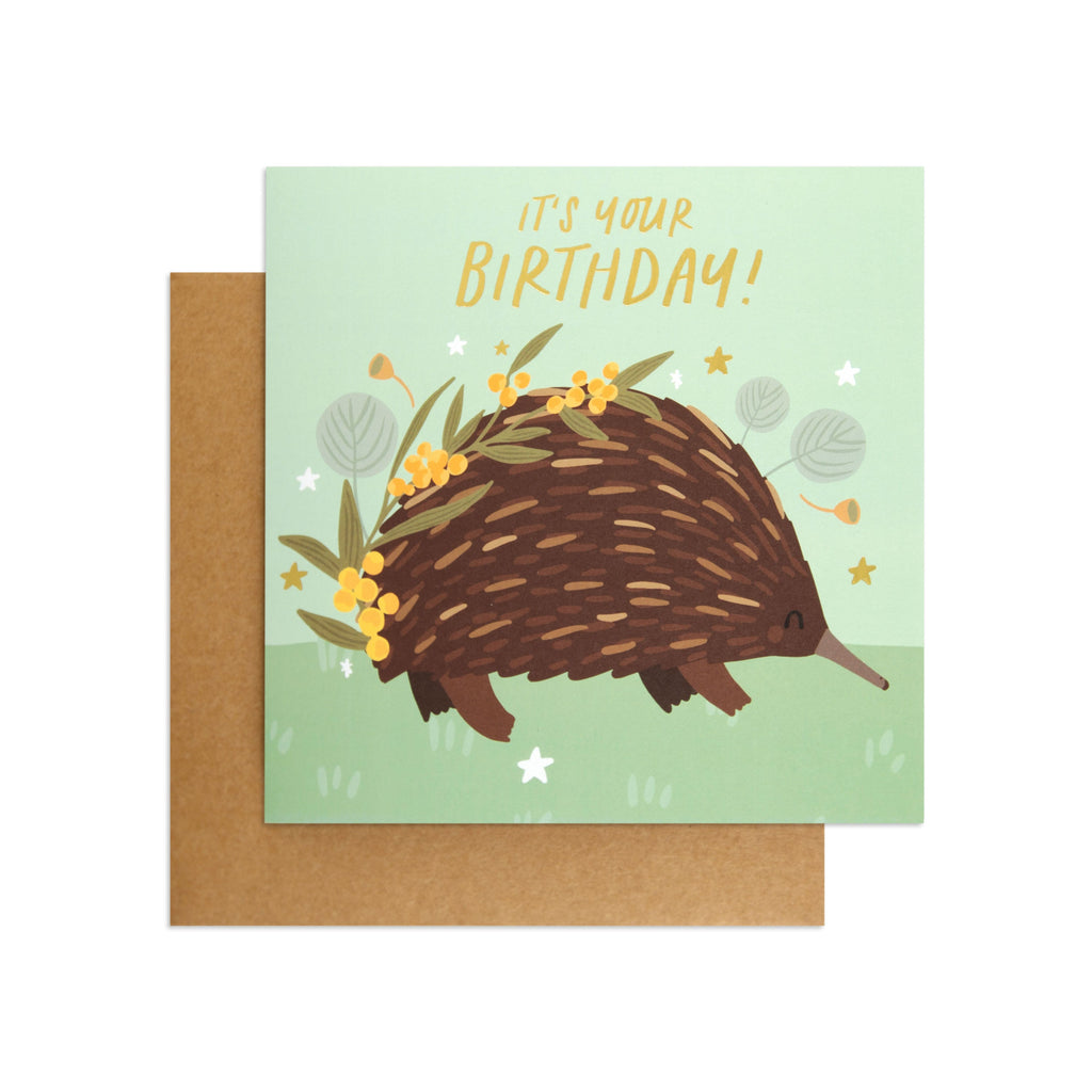 Australian Spirit Bush Buddies Birthday Card  - Echidna