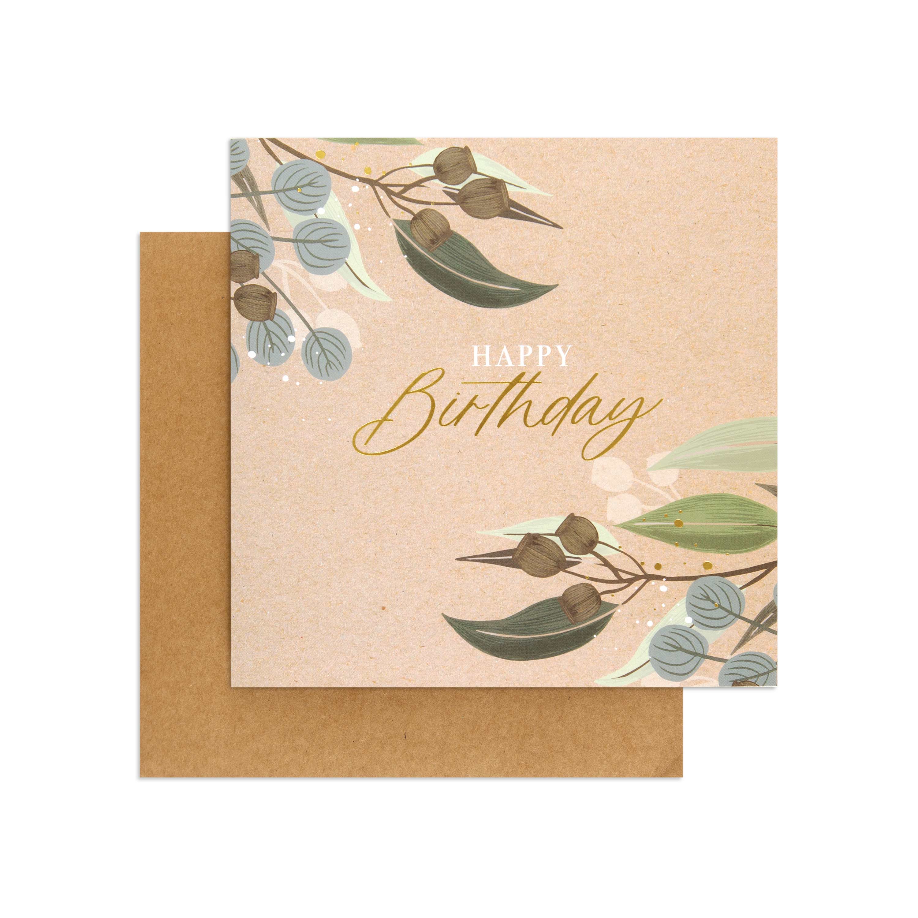Australian Spirit Among The Gum Trees Birthday Card - Kraft Native Flora