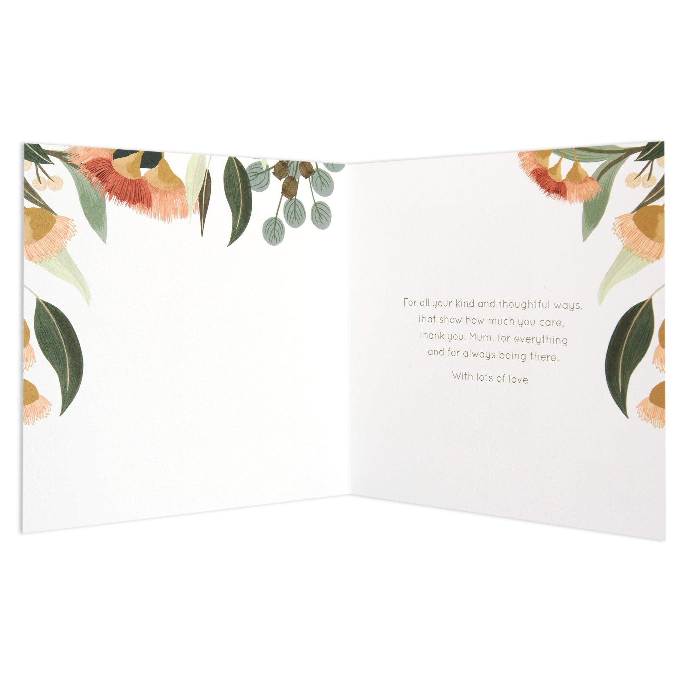 Australian Spirit Among The Gum Trees Birthday Card For Mum - Pink Native Floral