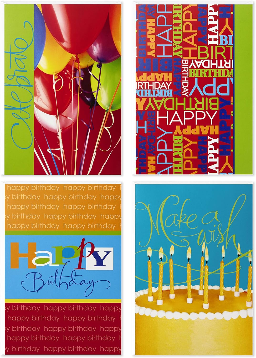 Hallmark Assorted Birthday Greeting Cards (Bright Icons, 12 Cards and Envelopes)