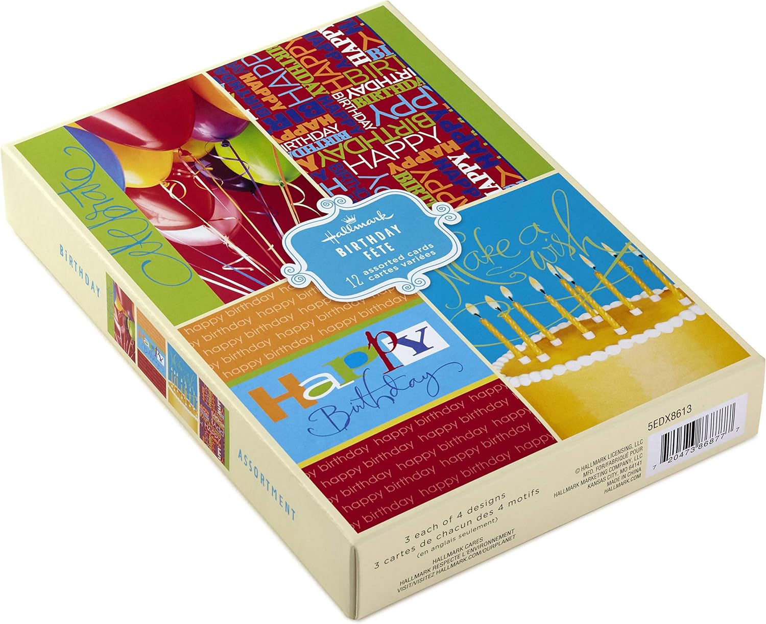 Hallmark Assorted Birthday Greeting Cards (Bright Icons, 12 Cards and Envelopes)