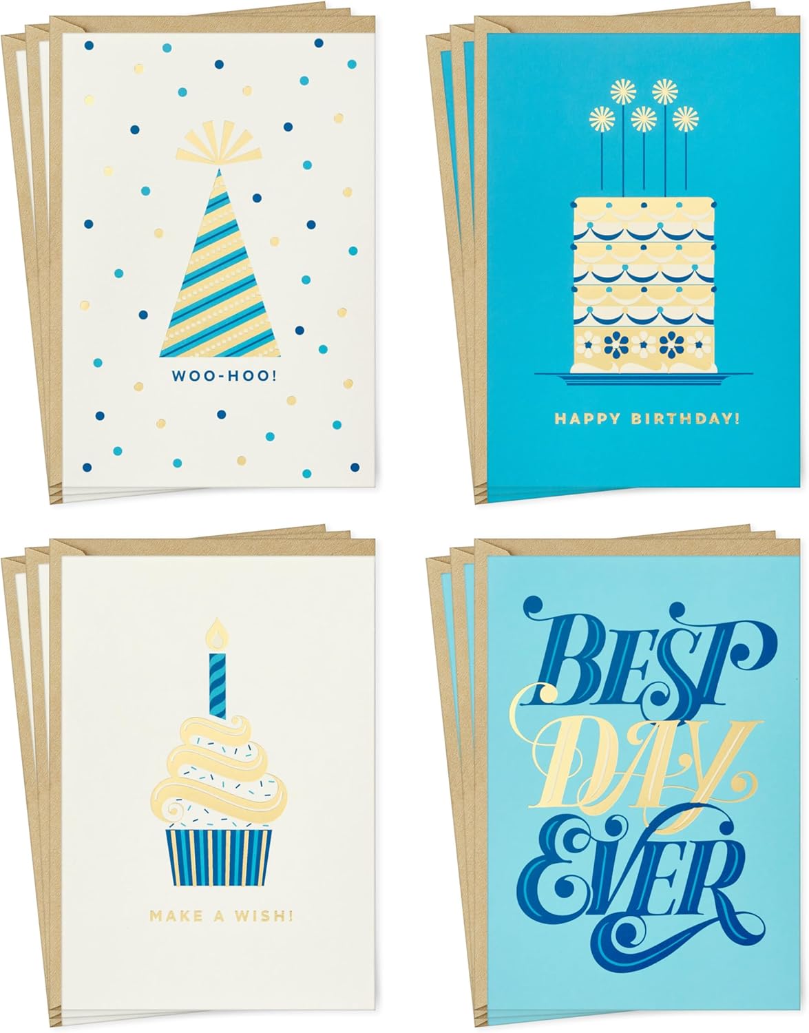 Hallmark Birthday Cards Assortment, Vintage Happy Birthday (12 Cards with Envelopes)