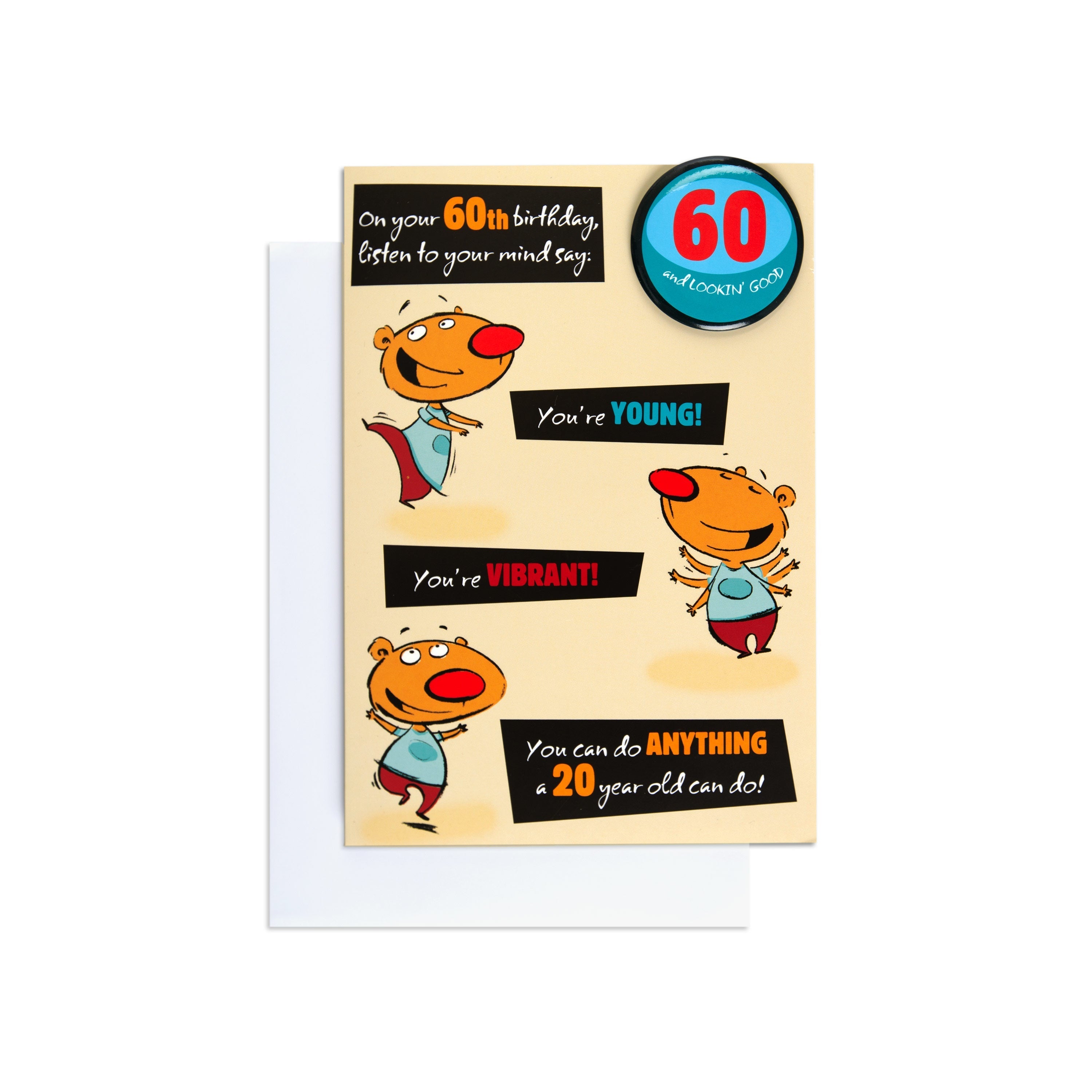 Funny 60th Birthday Card with Detachable Badge