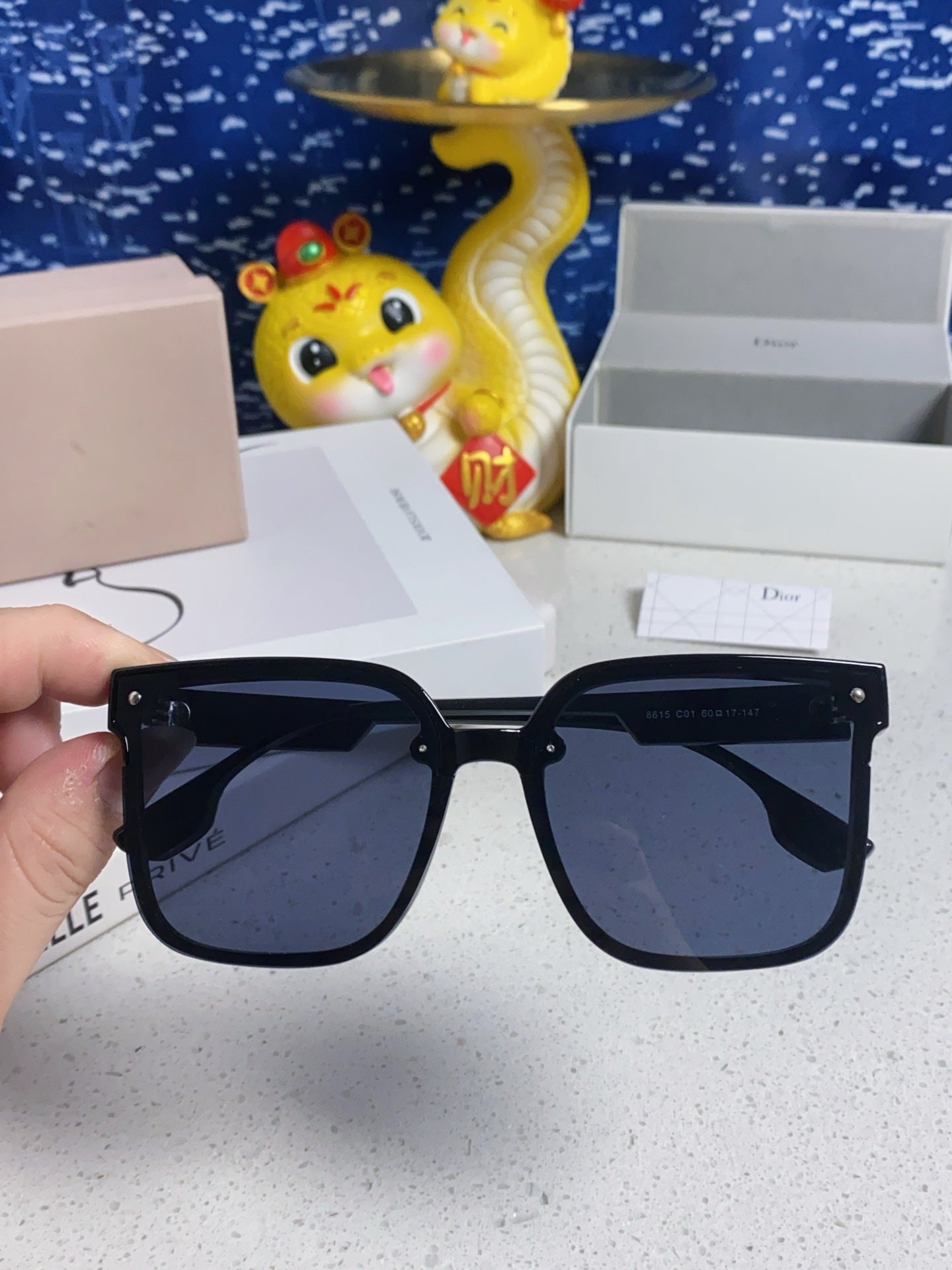 DIOR MONTAIGNE SUNGLASS 560862 IN BLACK ACETATE