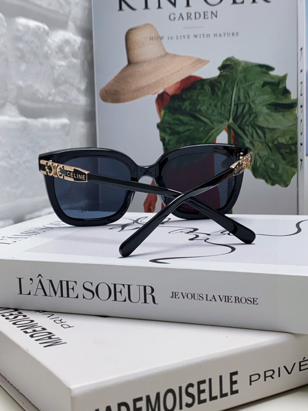 CELINE TRIOMPHE SUNGLASSES  573252 IN BLACK ACETATE METAL LOGO