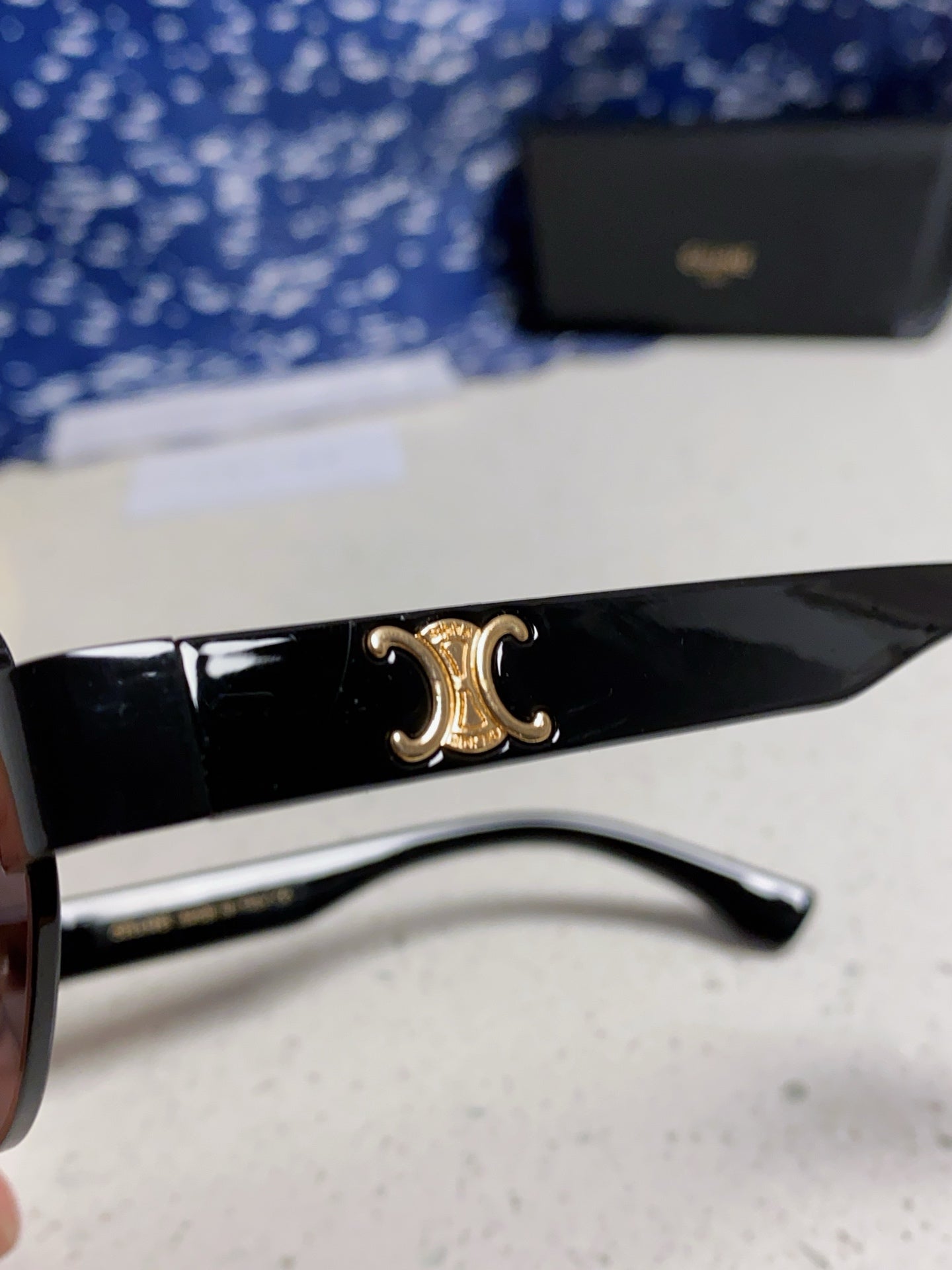 CELINE TRIOMPHE SUNGLASS 538534 IN BLACK ACETATE