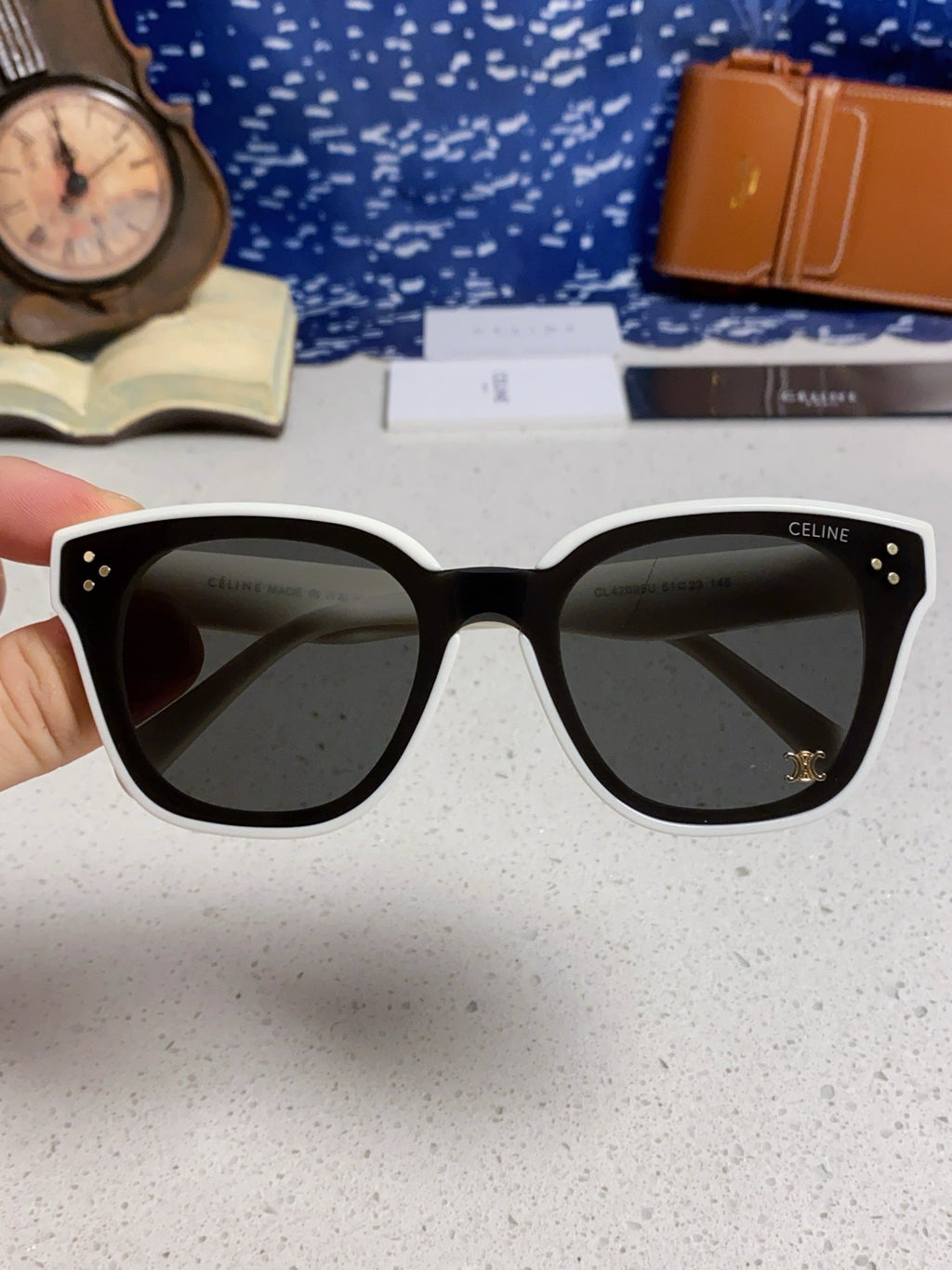 CELINE SQUARE SUNGLASS 575842 IN WHITE ACETATE